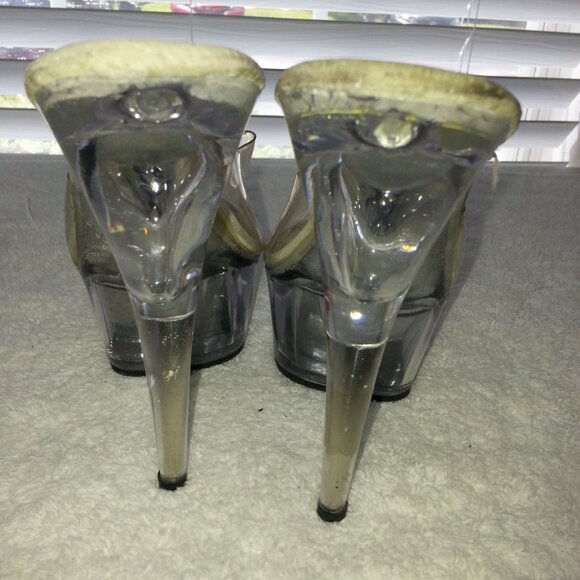 Pleaser Single Strap Clear High Heels Dancer Platforms Worn - Picture 7 of 9